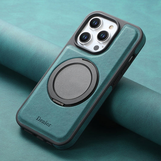 For iPhone 16 Pro Max Denior A14 Skin Feel Rotating Holder MagSafe Phone Case(Blue) by Denior