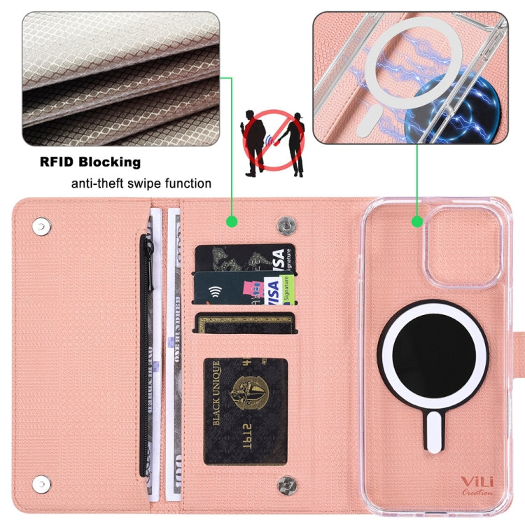 For Samsung Galaxy S24+ 5G ViLi GHB-C Series RFID MagSafe Magnetic Flip Leather Phone Case(Pink) by ViLi