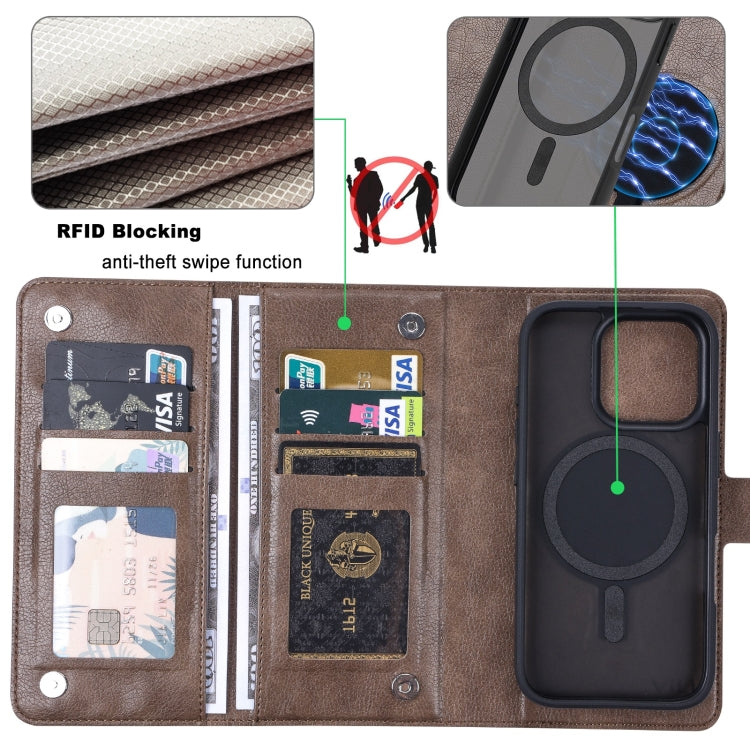 For iPhone 16 Pro ViLi GVA Series MagSafe Magnetic RFID Leather Phone Case(Coffee) by ViLi