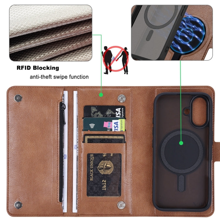 For iPhone 16 Plus ViLi GVS Series MagSafe Magnetic RFID Leather Phone Case(Brown) by ViLi