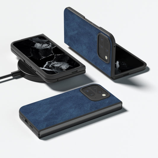 For Google Pixel 9 Pro Fold Black Frame PU Leather Full Coverage Phone Case(Blue) by buy2fix