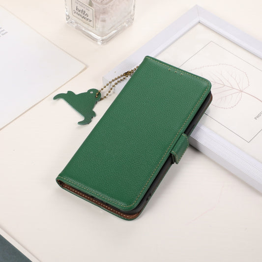 For Samsung Galaxy M35 Genuine Leather Mino Magnetic RFID Leather Phone Case(Green) - Galaxy Phone Cases by buy2fix | Online Shopping UK | buy2fix