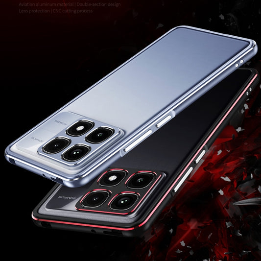 For Xiaomi Redmi K70 Ultra Aurora Series Lens Protector + Metal Frame Phone Case(Black Red) by buy2fix