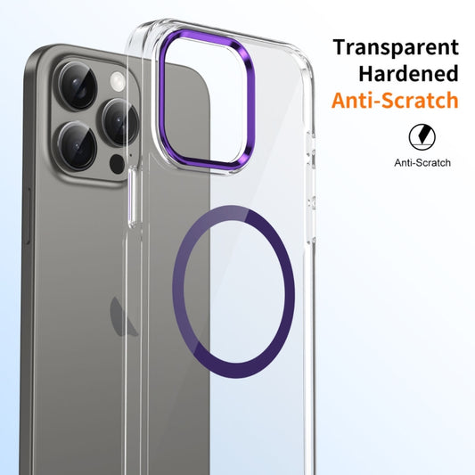 For iPhone 12 Pro Max Ice Feel HD Transparent MagSafe PC Full Coverage Phone Case(Purple) by buy2fix