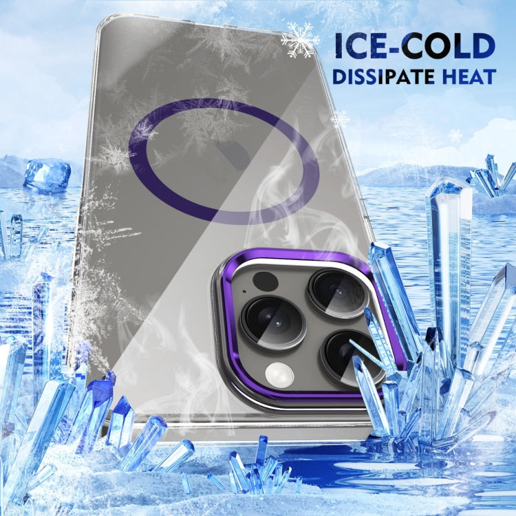 For iPhone 12 Pro Max Ice Feel HD Transparent MagSafe PC Full Coverage Phone Case(Purple) by buy2fix