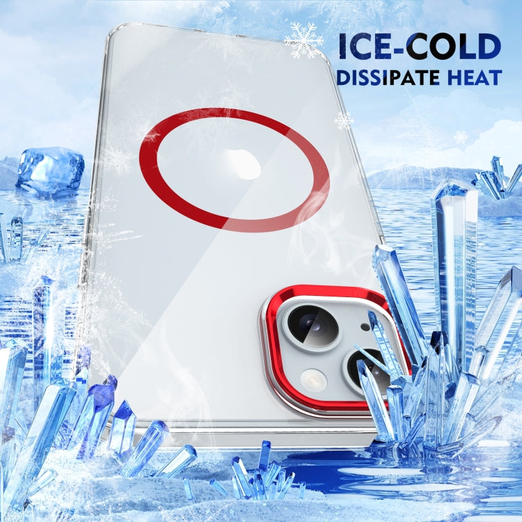 For iPhone 13 Ice Feel HD Transparent MagSafe PC Full Coverage Phone Case(Red) by buy2fix