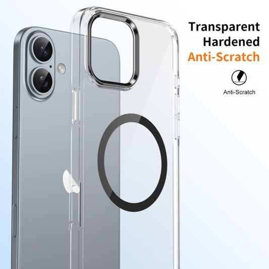For iPhone 16 Plus Ice Feel HD Transparent MagSafe PC Full Coverage Phone Case(Black) by buy2fix