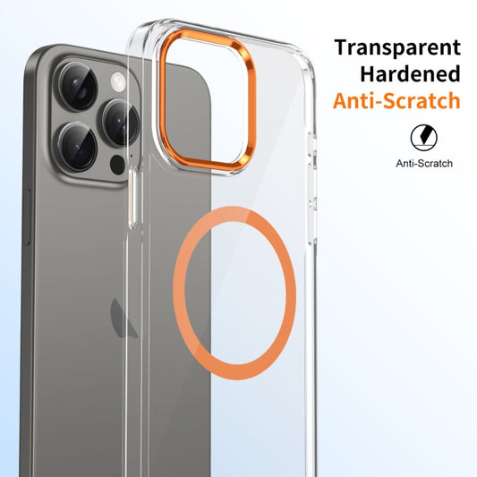 For iPhone 16 Pro Max Ice Feel HD Transparent MagSafe PC Full Coverage Phone Case(Orange) by buy2fix