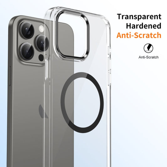 For iPhone 16 Pro Max Ice Feel HD Transparent MagSafe PC Full Coverage Phone Case(Black) by buy2fix