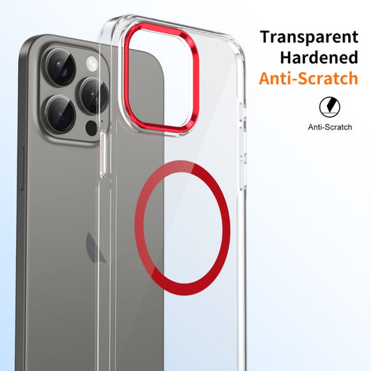 For iPhone 16 Pro Max Ice Feel HD Transparent MagSafe PC Full Coverage Phone Case(Red) by buy2fix