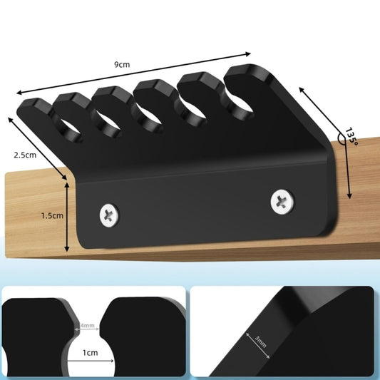 2pcs / Pack Acrylic Data Cable Storage Rack Charging Cable Storage Hook(Black) by buy2fix