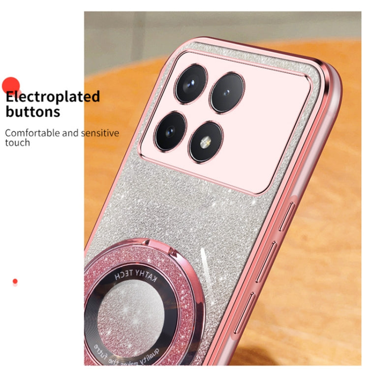 For Redmi K70 / K70 Pro Plated Gradient Glitter Round Holder TPU Phone Case(Pink) by buy2fix