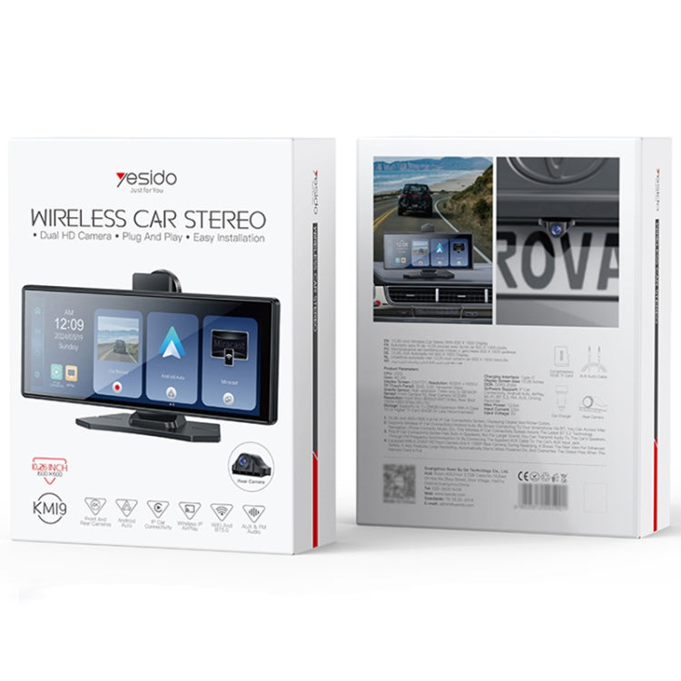 Yesido KM19 10.26 inch Center Console CarPlay Portable Car Video Navigation with Driving Recorder(Black) by Yesido