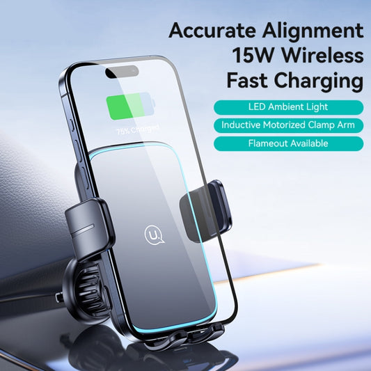 USAMS CD230 15W Accurate Aligment Wireless Charging Car Phone Holder with Suction Cup(Black) by USAMS