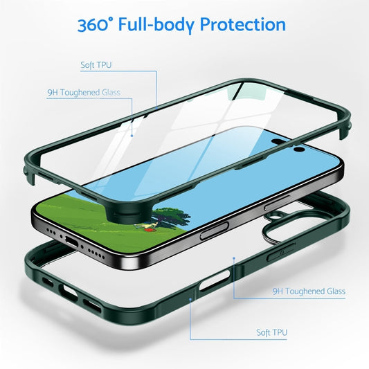 For iPhone 16 Plus Double-sided Plastic Glass Phone Protective Case(Black) by buy2fix