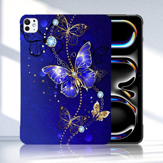 For iPad Pro 13 2025 / 2024 Color Painting Pattern Smart Tablet TPU Case(Blue Butterfly) by buy2fix