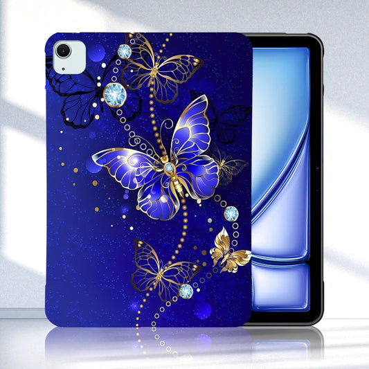 For iPad Air 13 2025 / 2024 Color Painting Pattern Smart Tablet TPU Case(Blue Butterfly) by buy2fix
