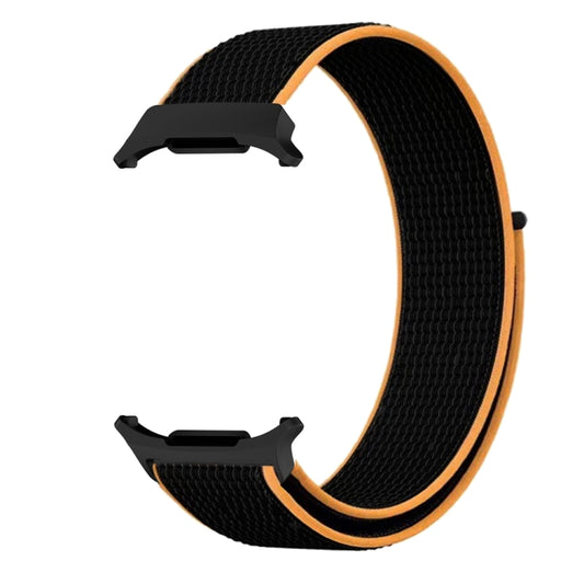 For Samsung Galaxy Watch Ultra 47mm / Ultra 2025 Plastic Connector Nylon Loop Watch Band(Black Orange) by buy2fix