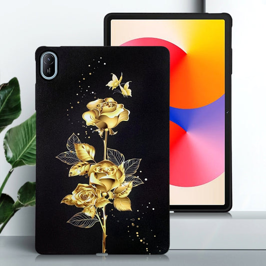For Huawei MatePad SE 11 2024 Color Painting Pattern Smart Tablet TPU Case(Golden Rose) by buy2fix