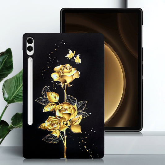For Samsung Galaxy Tab S9+ / S9 FE+ Color Painting Pattern Smart Tablet TPU Case(Golden Rose) by buy2fix