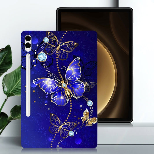 For Samsung Galaxy Tab S9+ / S9 FE+ Color Painting Pattern Smart Tablet TPU Case(Blue Butterfly) by buy2fix