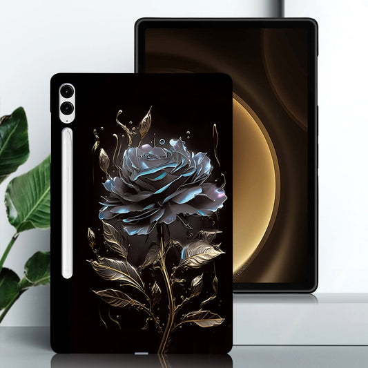 For Samsung Galaxy Tab S9+ / S9 FE+ Color Painting Pattern Smart Tablet TPU Case(Black Rose) by buy2fix