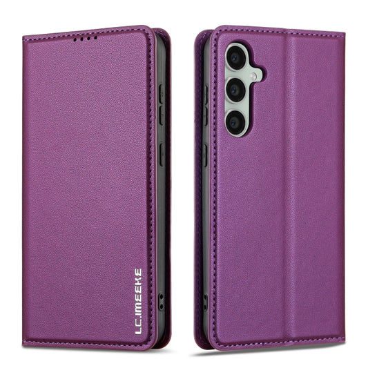 For Samsung Galaxy S24 5G LC.IMEEKE L1 Series Frosted Fine Texture PU Phone Case(Purple) by LC.IMEEKE