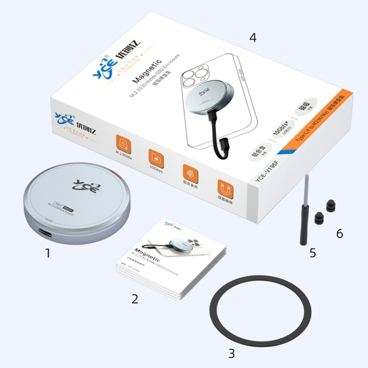YCE-V195F USB-C / Type-C to M.2 NVMe Magnetic Hard Drive Enclosure(Grey) by buy2fix