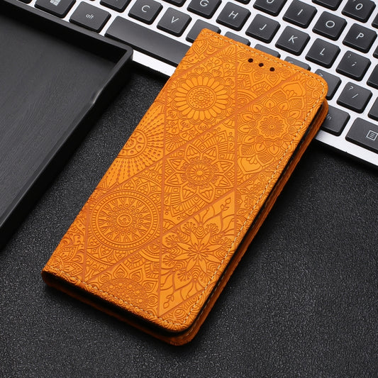 For Google Pixel 9 Pro XL Ethnic Embossed Adsorption Leather Phone Case(Yellow) by buy2fix