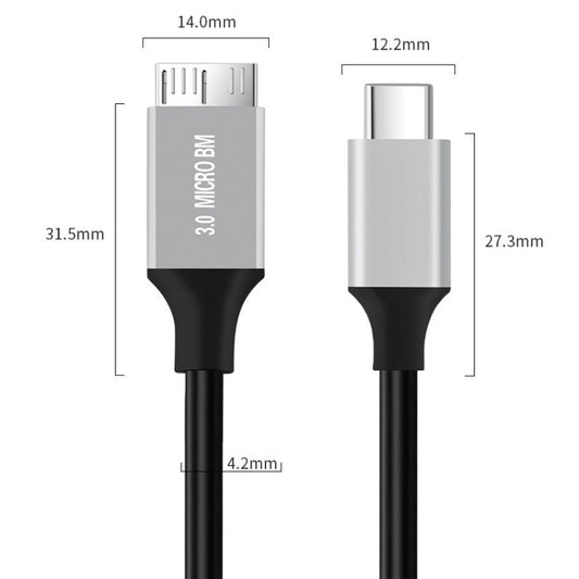 USB-C / Type-C 3.0 to Micro B Mobile Hard Disk Adapter Cable, Length:1m by buy2fix