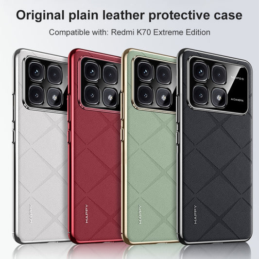 For Redmi K70 Ultra Plain Leather PC Phone Case(Wine Red) by buy2fix