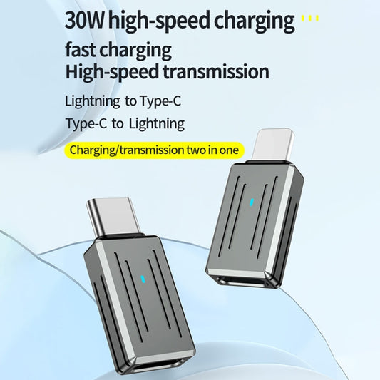 USB-C / Type-C Male to 8 Pin Female Zinc Alloy PD Adapter, Support Fast Charging / Data Transmission(Gun Metal) by buy2fix