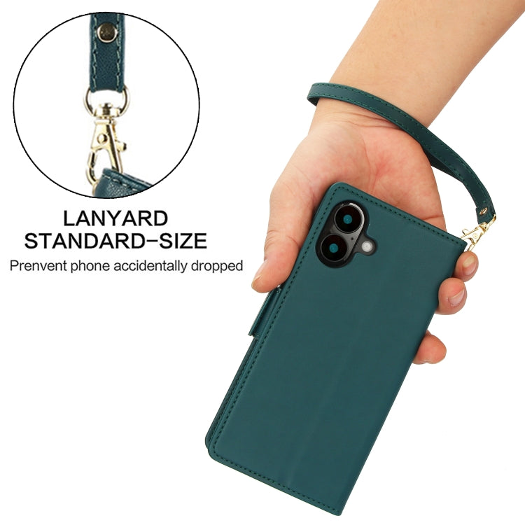 For iPhone 16 Side Buckle RFID Anti-theft Leather Phone Case(Green) by buy2fix