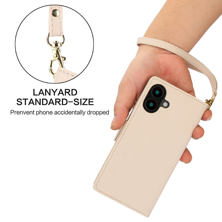 For iPhone 16 Side Buckle RFID Anti-theft Leather Phone Case(Apricot) by buy2fix