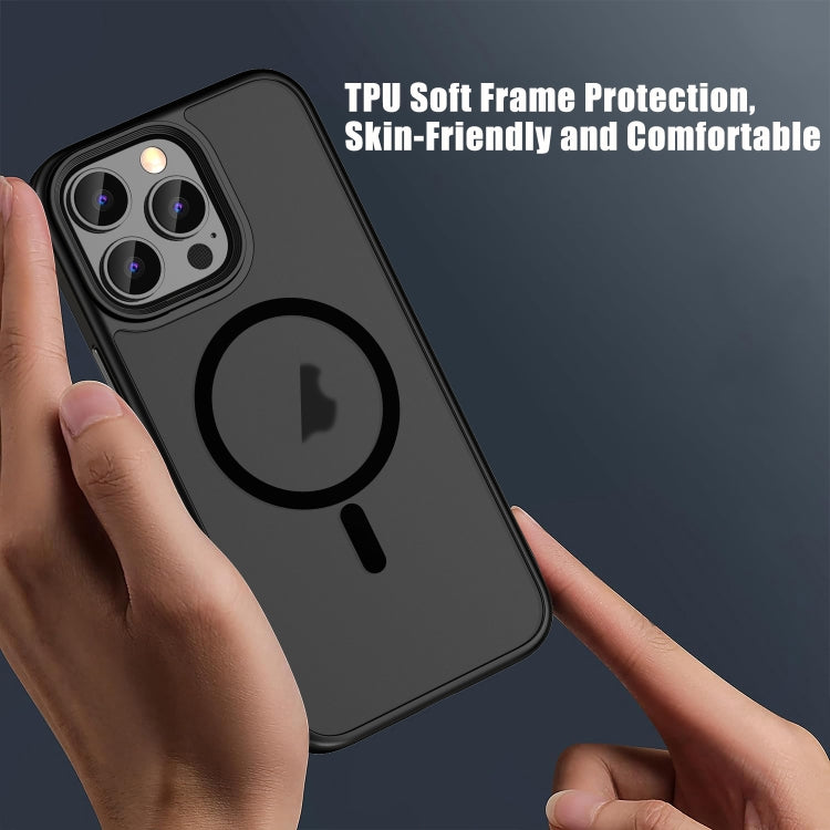 For iPhone 15 Skin Feel Frosted MagSafe Magnetic Phone Case(Transparent Black) by buy2fix