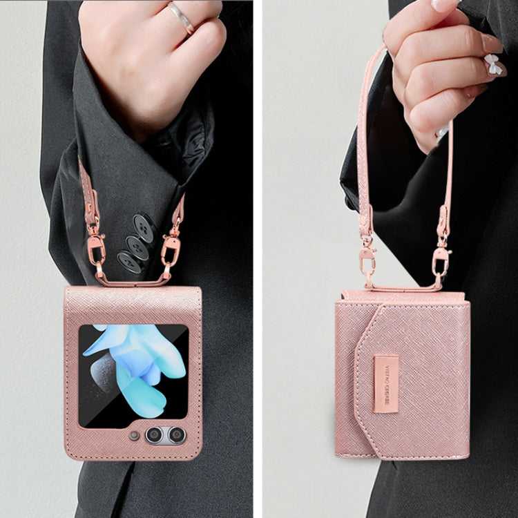 For Samsung Galaxy Z Flip5 VIETAO Portable Wallet Foldable PU Phone Case(Orange) - Galaxy Z Flip5 Cases by VIETAO | Online Shopping UK | buy2fix