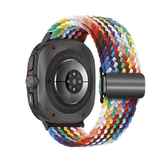 For Samsung Galaxy Watch Ultra 47mm / Ultra 2025 Nylon Loop Magnetic Buckle Watch Band(Official Rainbow) by buy2fix