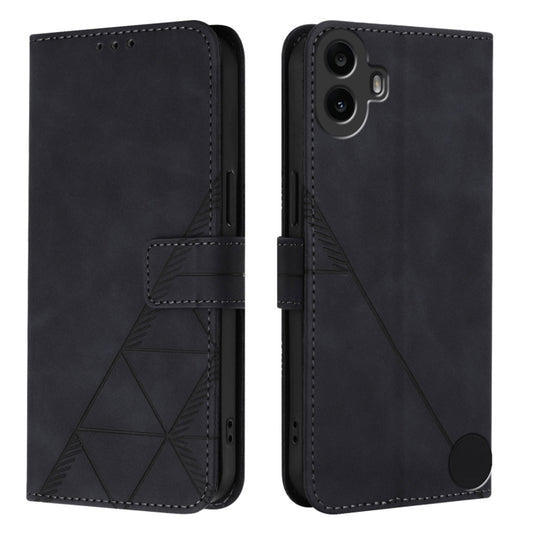 For Nothing CMF Phone 1 Crossbody 3D Embossed Flip Leather Phone Case(Black) - Nothing Cases by buy2fix | Online Shopping UK | buy2fix