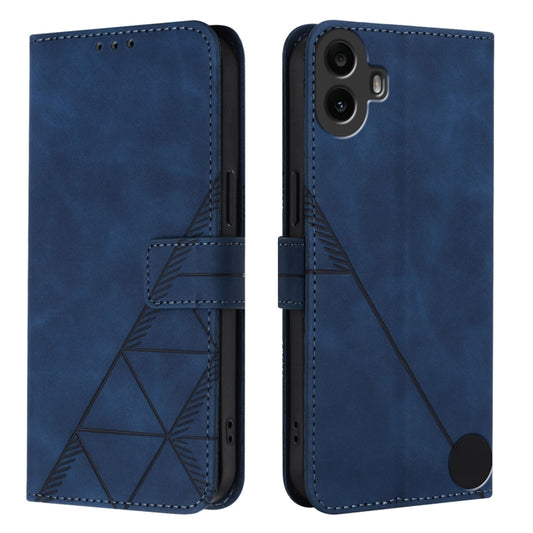 For Nothing CMF Phone 1 Crossbody 3D Embossed Flip Leather Phone Case(Blue) - Nothing Cases by buy2fix | Online Shopping UK | buy2fix