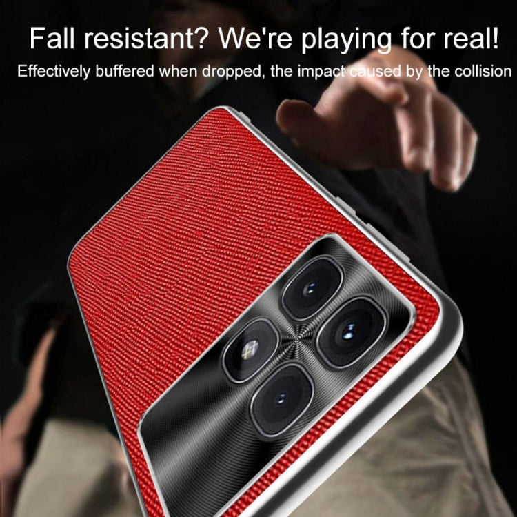 For Redmi K70 Silver Edge Cross Texture PU Leather Phone Case(Red) by buy2fix