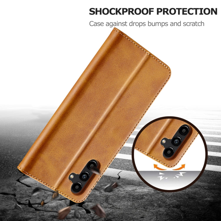 For Samsung Galaxy S24 FE 5G LC.IMEEKE Calf Texture Leather Phone Case(Brown) by LC.IMEEKE