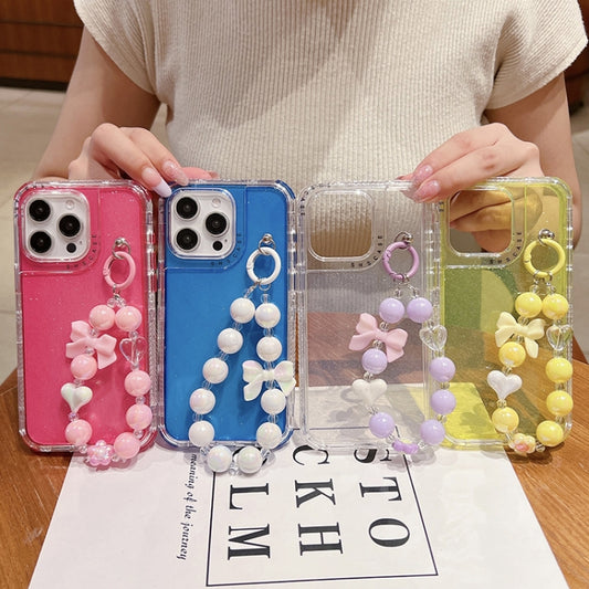 For iPhone 16 Pro TPU + PC + Glitter Sequins Full Coverage Phone Case with Bracelet(Transparent) by buy2fix