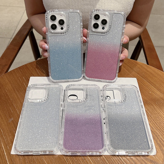 For iPhone 16 Pro Max TPU + PC + Glitter Paper Full Coverage Phone Case(Grey) by buy2fix