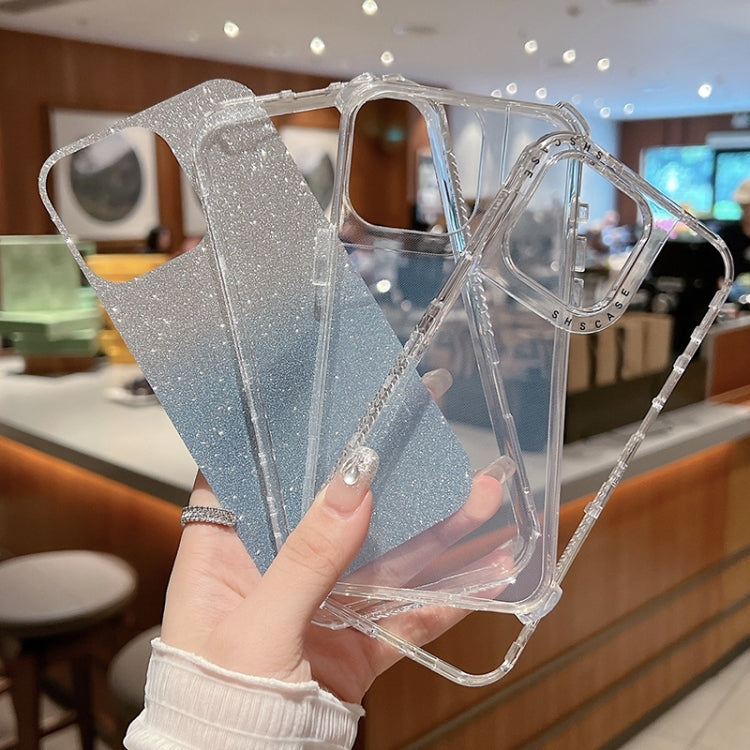 For iPhone 16 Plus TPU + PC + Glitter Paper Full Coverage Phone Case(Pink) by buy2fix