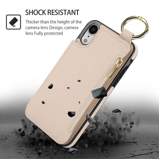 For iPhone XS / X RFlD Anti-theft Double Buckle Ring Zipper Card Phone Case(White) - More iPhone Cases by buy2fix | Online Shopping UK | buy2fix