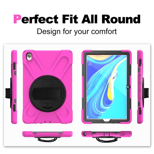 For Huawei MediaPad M6 10.8 Shockproof Colorful Silicone + PC Protective Case with Holder & Hand Grip Strap(Rose Red) - Huawei by buy2fix | Online Shopping UK | buy2fix