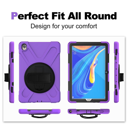 For Huawei MediaPad M6 10.8 Shockproof Colorful Silicone + PC Protective Case with Holder & Hand Grip Strap(Purple) - Huawei by buy2fix | Online Shopping UK | buy2fix