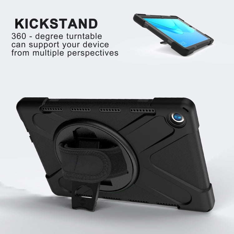 For Huawei MediaPad M5 10.8 Shockproof Colorful Silicone + PC Protective Case with Holder & Hand Grip Strap(Black) - Huawei by buy2fix | Online Shopping UK | buy2fix