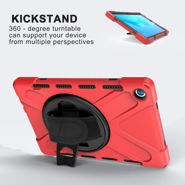 For Huawei MediaPad M5 10.8 Shockproof Colorful Silicone + PC Protective Case with Holder & Hand Grip Strap(Red) - Huawei by buy2fix | Online Shopping UK | buy2fix