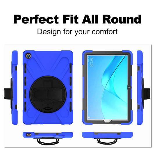 For Huawei MediaPad M5 10.8 Shockproof Colorful Silicone + PC Protective Case with Holder & Hand Grip Strap(Blue) - Huawei by buy2fix | Online Shopping UK | buy2fix